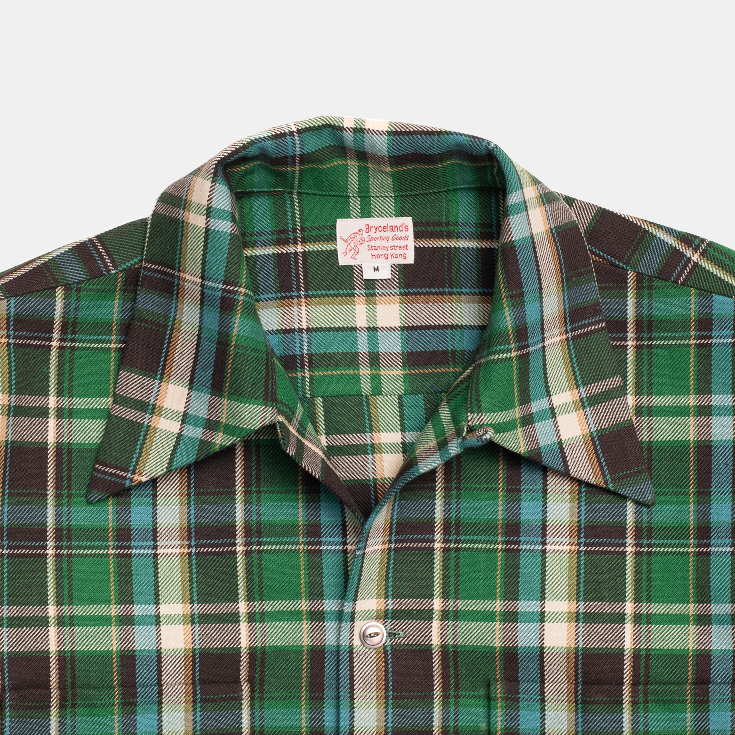 bryceland's sports shirt チェックネルシャツ M Cotton Sports Shirt Green/Blue Check – Bryceland's