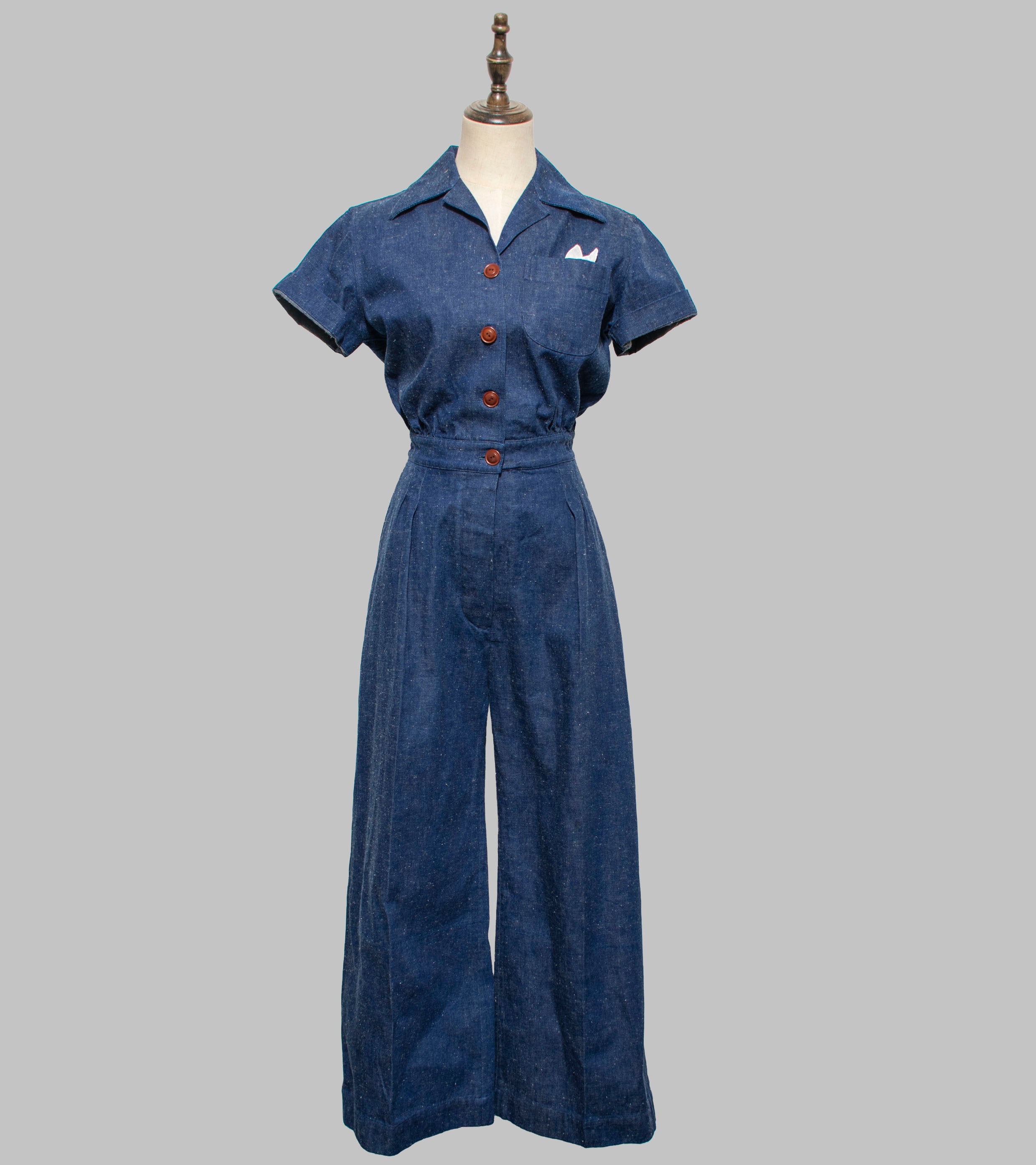 【Anyone more】Denim Collar Line Setup Set Emmeline Made-to-Order Jumpsuit Jelt Denim – Bryceland's