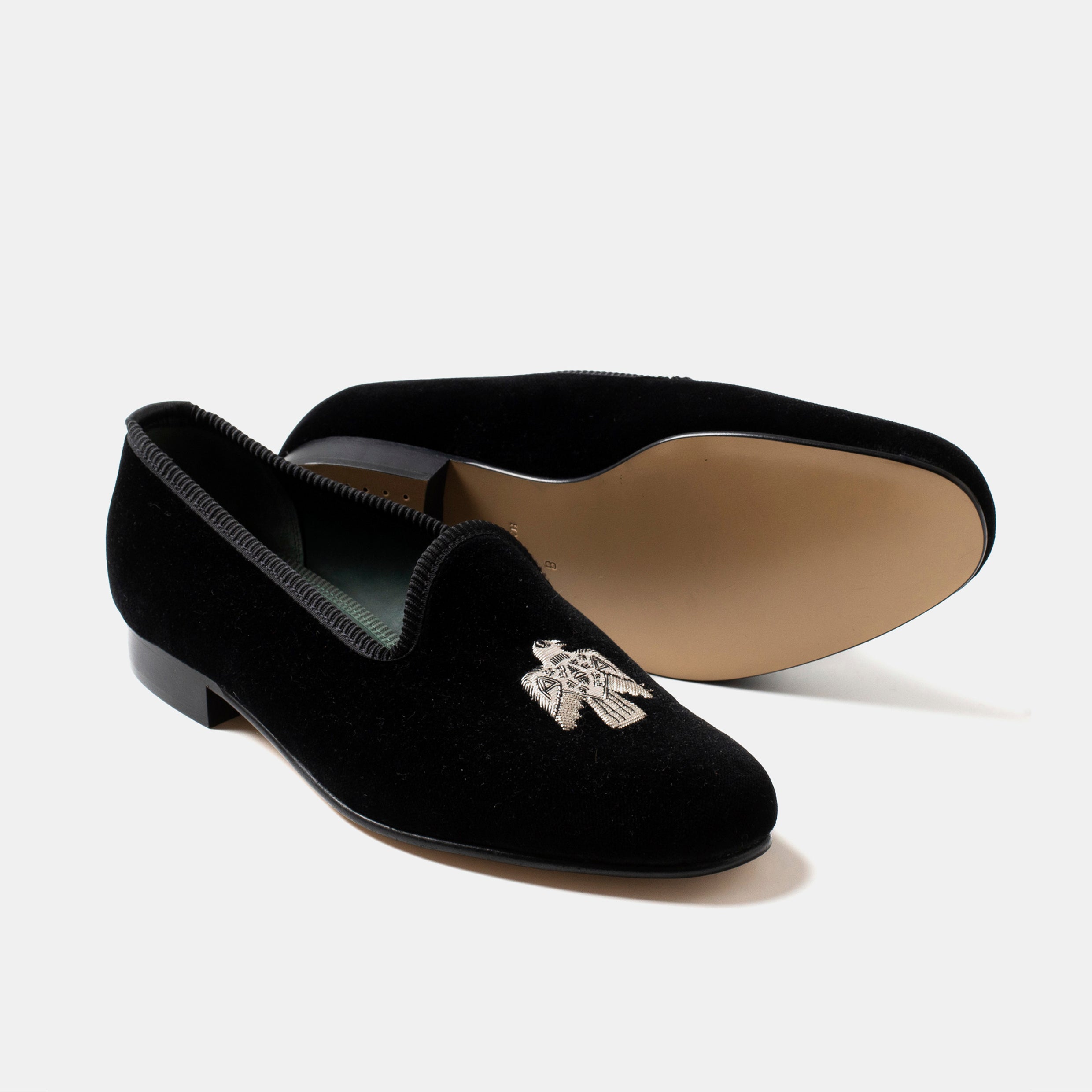 Bryceland's x Bowhill & Elliott Velvet Slippers Black