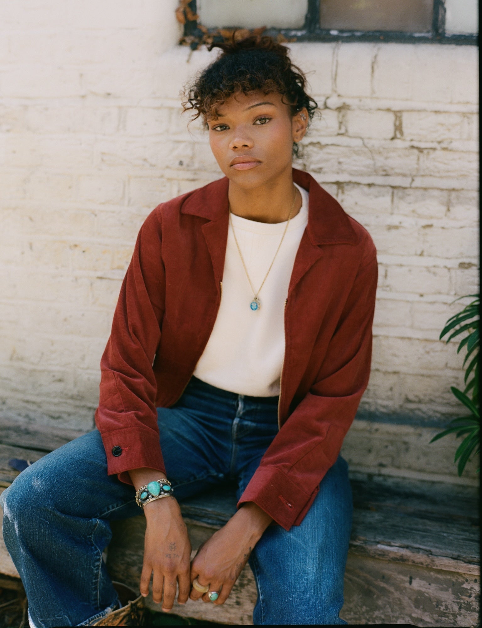 Bryceland's レーヨンシャツ　バーガンディ ハート柄　 40 Bryceland's & Co.