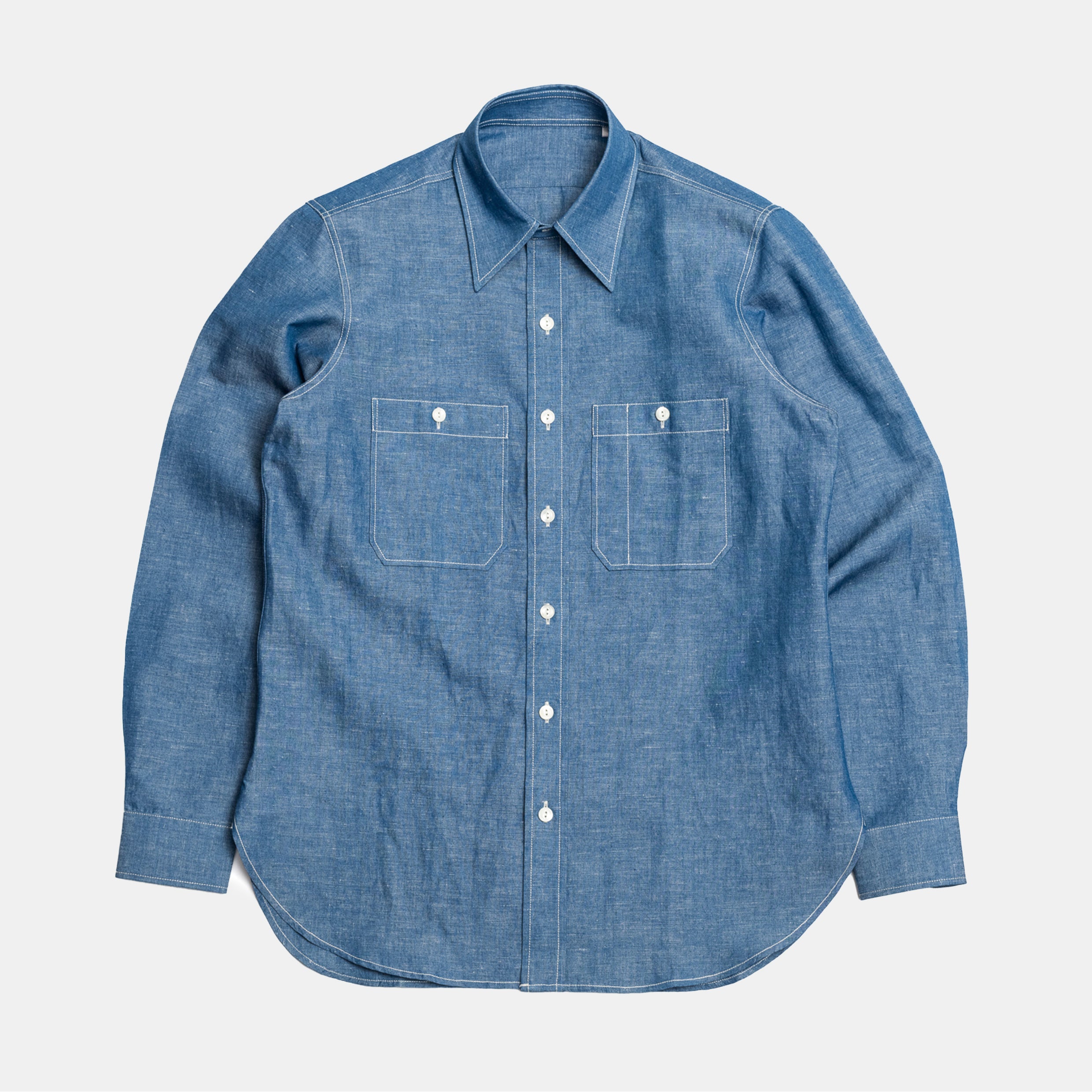 todayful useful chambray shirts スカイブルー Perfect Chambray USN Shirts – Bryceland's