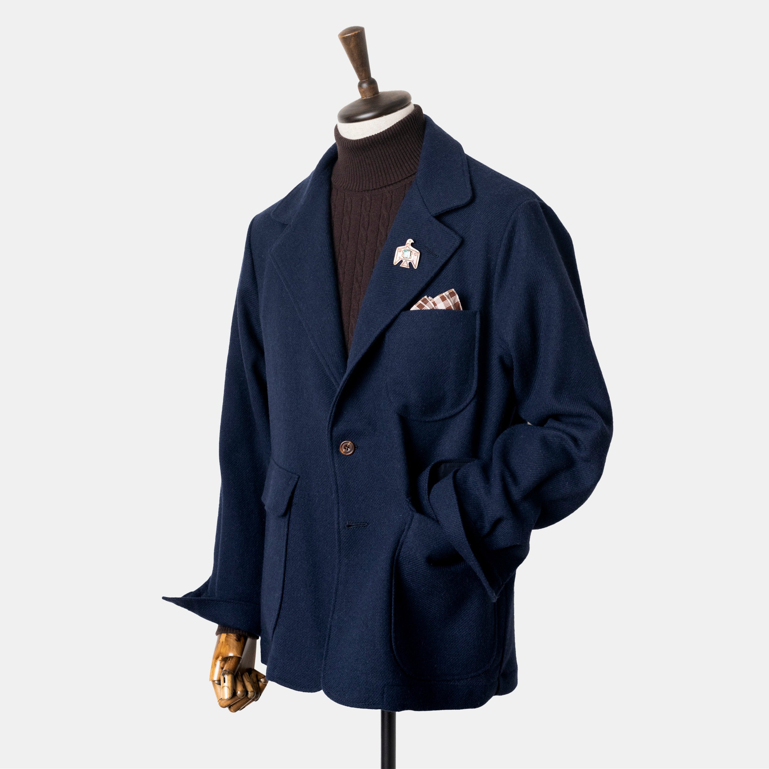 ジャケット・アウター SHETLAND WOOL LINEN SOFT TWIST JACKET Easy Jacket Shetland Twill Navy – Bryceland's
