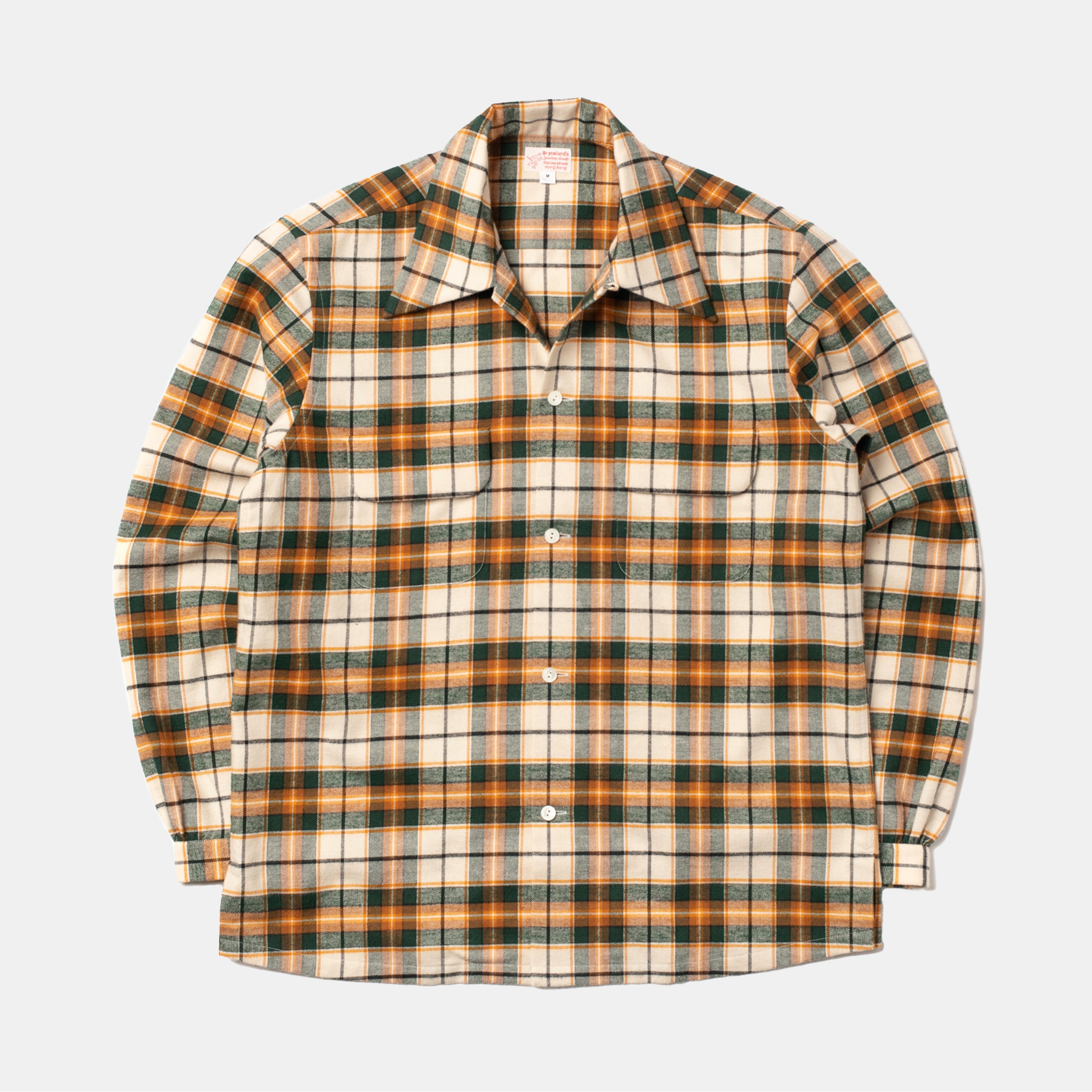 Cotton Sports Shirt Green/Orange Check – Bryceland's