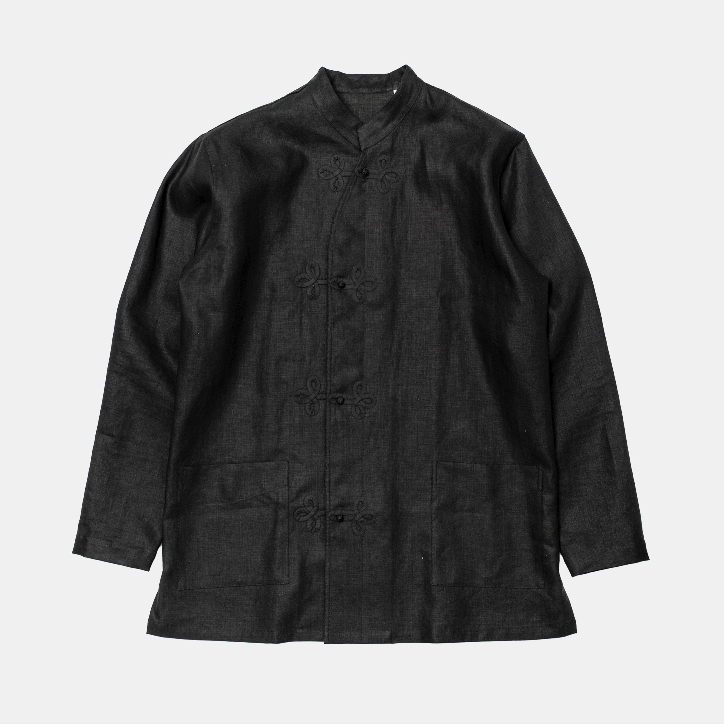 Frogged Button Shirt Black – Bryceland's
