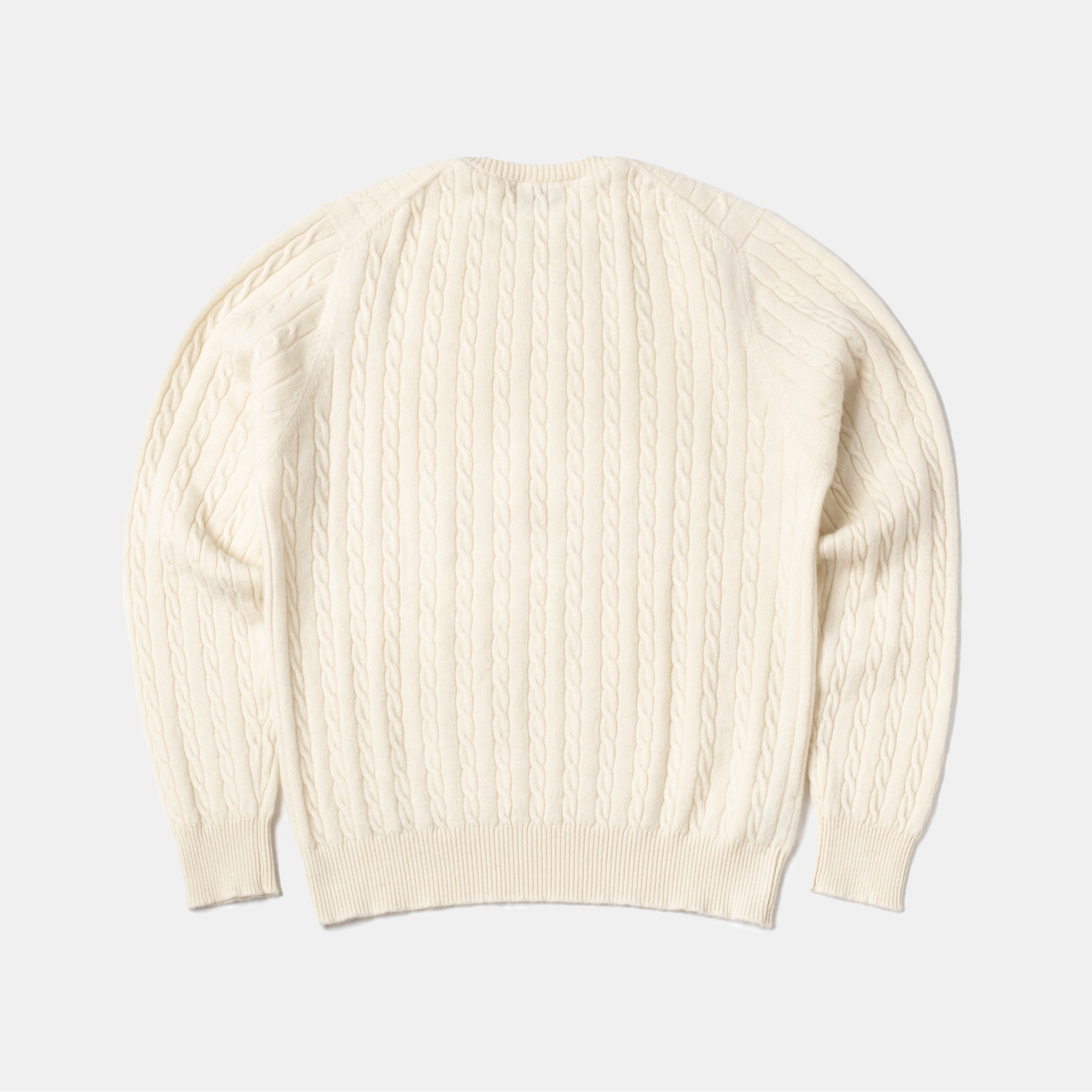 Cable-Knit Crewneck Pullover Ecru – Bryceland's