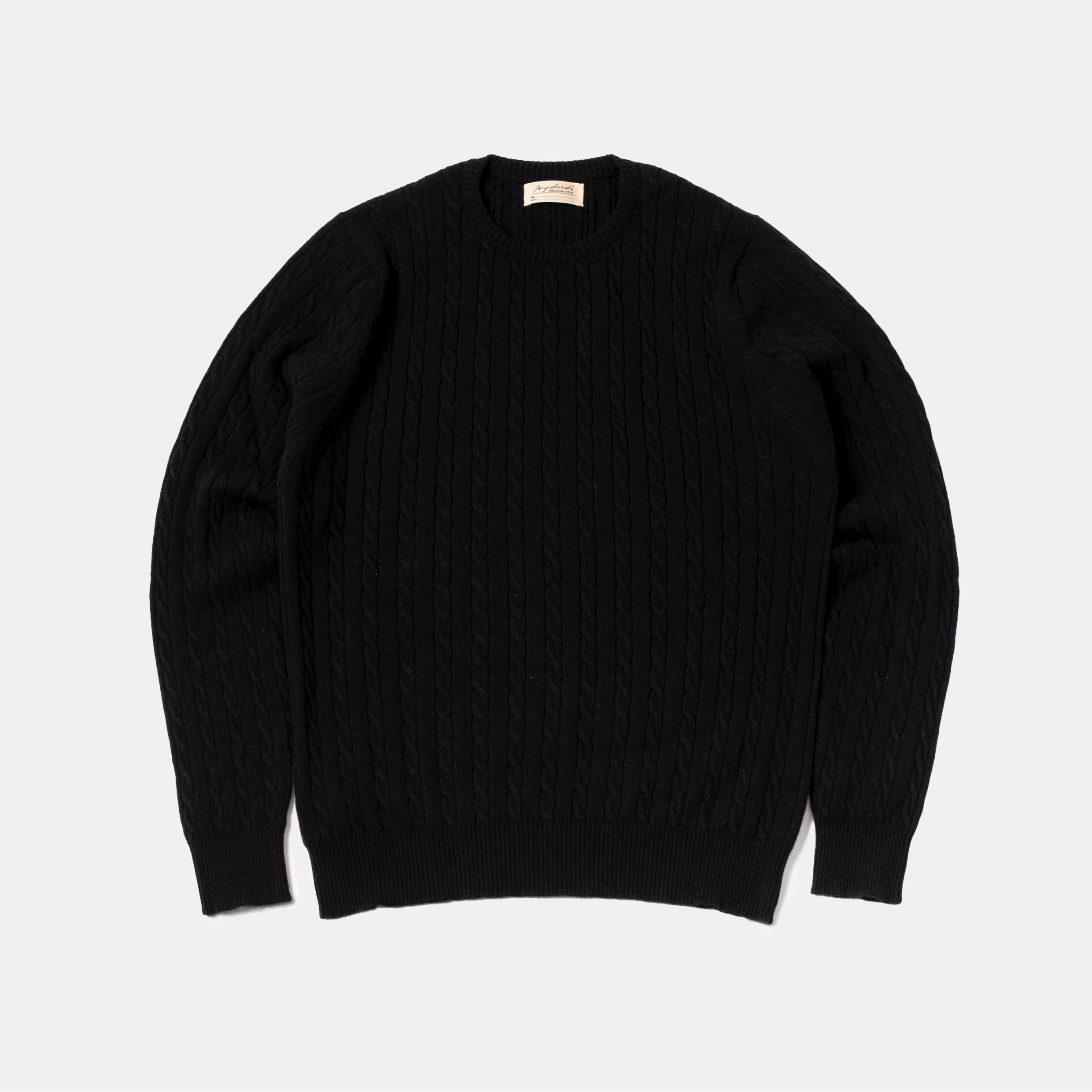 Cable-Knit Crewneck Pullover Black – Bryceland's
