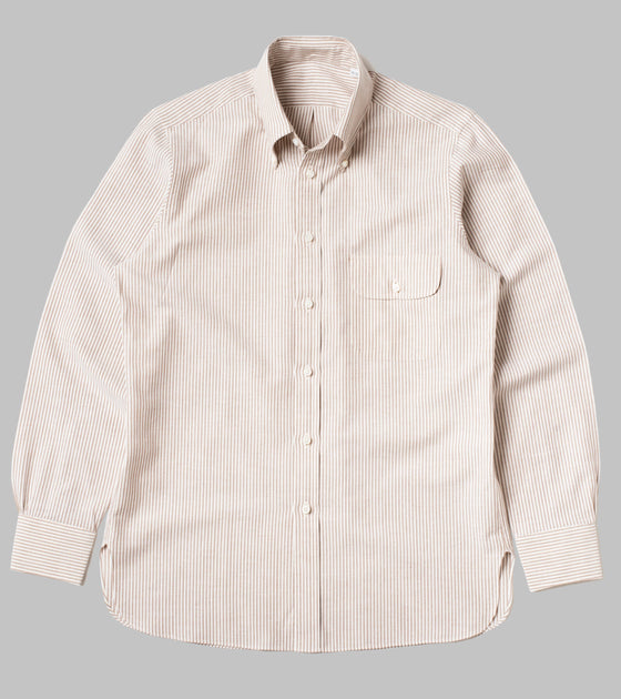 Bryceland's Made-to-Order Perfect OCBD Striped Shirt Brown
