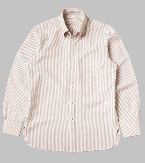 Bryceland's Perfect OCBD Striped Shirt Brown