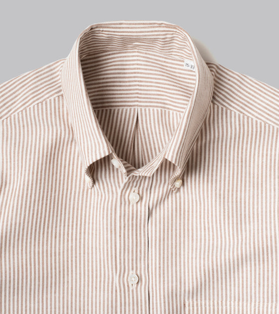Bryceland's Perfect OCBD Striped Shirt Brown