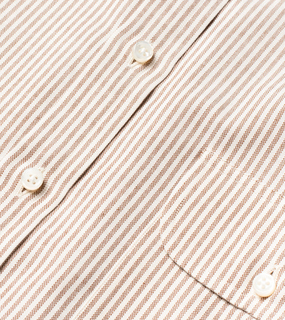 Bryceland's Made-to-Order Perfect OCBD Striped Shirt Brown