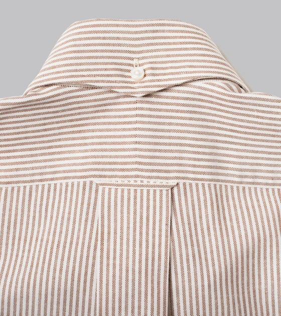 Bryceland's Perfect OCBD Striped Shirt Brown
