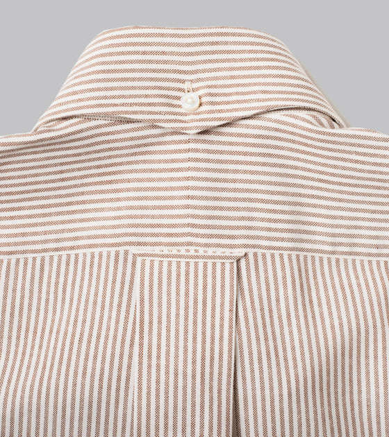 Bryceland's Made-to-Order Perfect OCBD Striped Shirt Brown