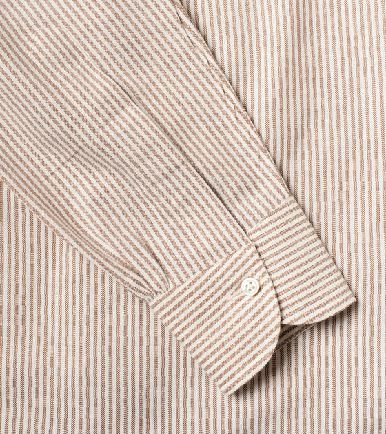 Bryceland's Made-to-Order Perfect OCBD Striped Shirt Brown