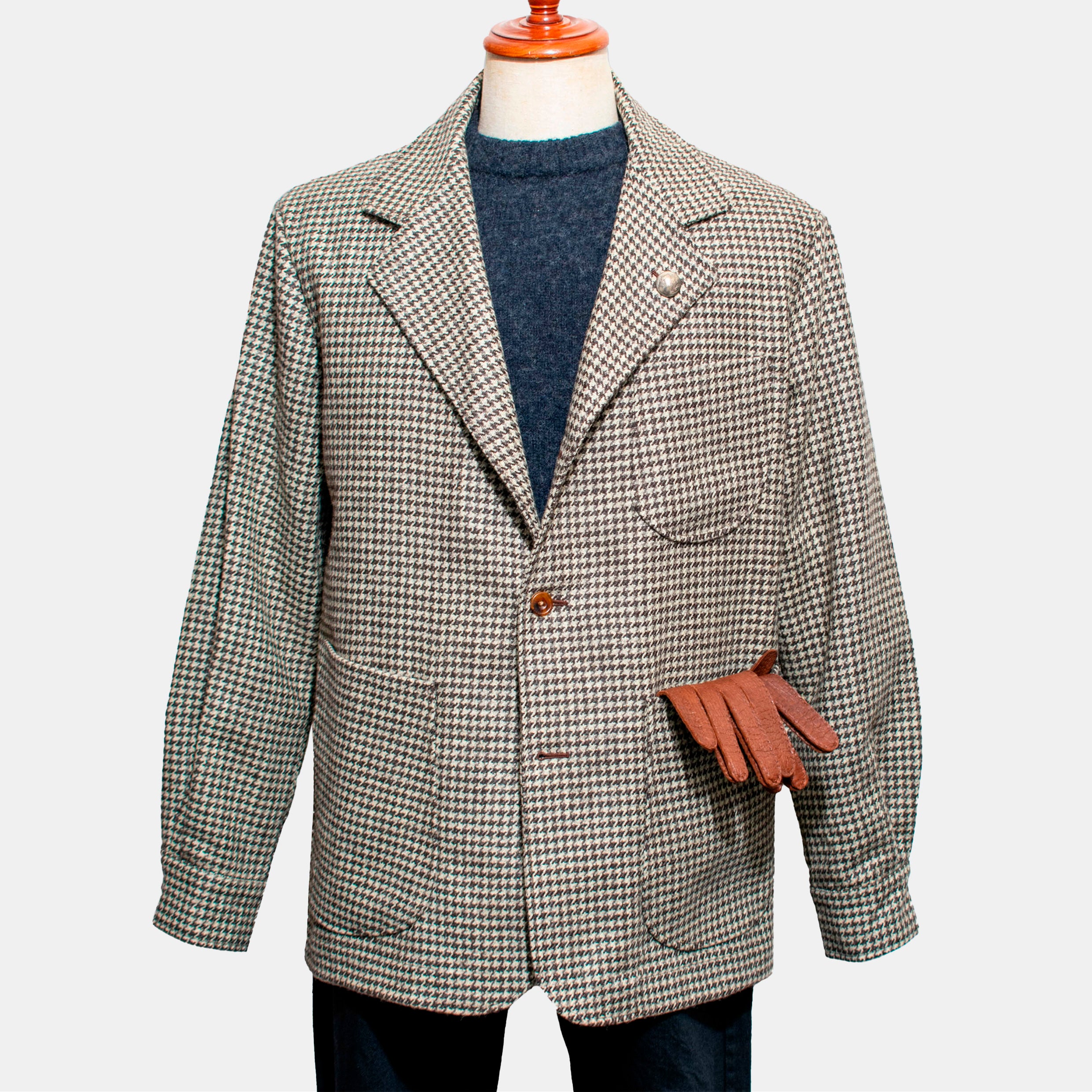 yleve イレーヴ Wool Hound's Tooth Jacket Wool Tweed Sport Jacket - Natural Dye Houndstooth — The