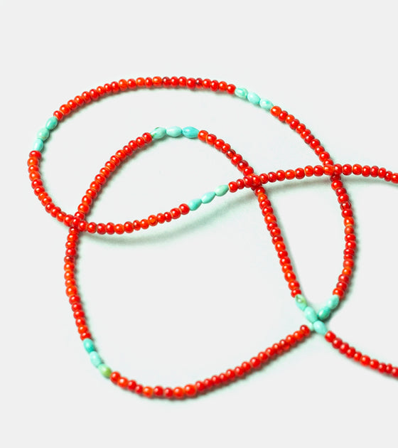 Red Rabbit Red & Turquoise Bead Necklace