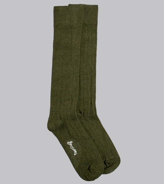 Bryceland's Wide-Rib Cashmere-blend Socks Military