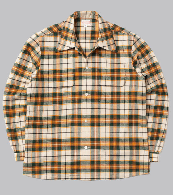 Bryceland's Cotton Sports Shirt Green/Orange Check