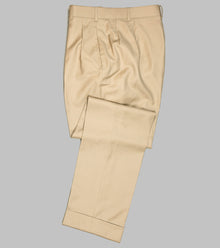  Bryceland's Wool Gabardine Winston Trousers Made-to-Order Beige