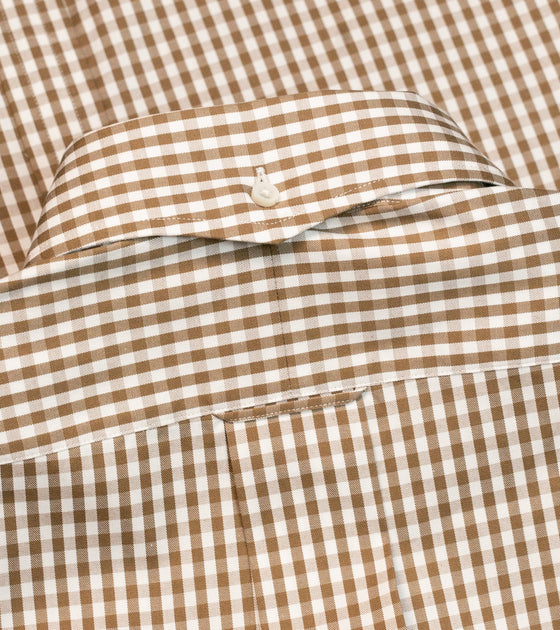 Bryceland's Perfect Button Down Gingham Shirt Caramel