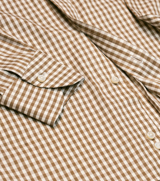 Bryceland's Perfect Button Down Gingham Shirt Caramel