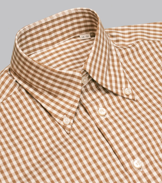 Bryceland's Perfect Button Down Gingham Shirt Caramel