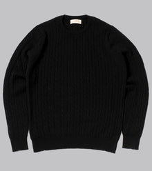  Bryceland's Cable-Knit Crewneck Pullover Black