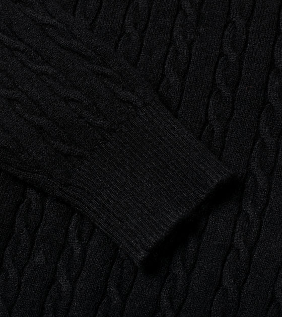 Bryceland's Cable-Knit Crewneck Pullover Black