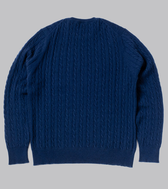 Bryceland's Cable-Knit Crewneck Pullover Inchiostro