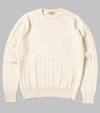 Bryceland's Cable-Knit Crewneck Pullover Ecru