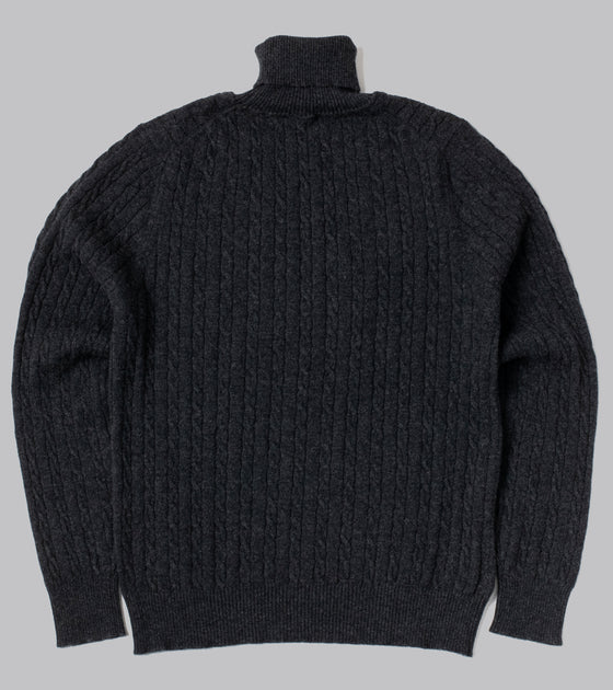 Bryceland's Cable-Knit Rollneck Pullover Charcoal