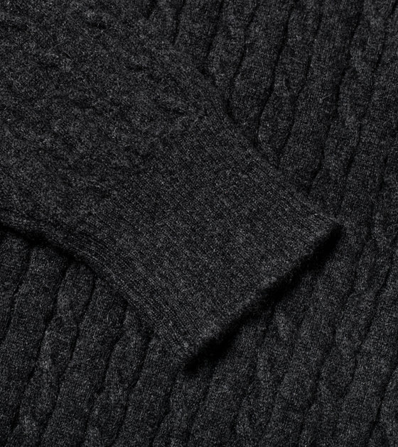Bryceland's Cable-Knit Rollneck Pullover Charcoal