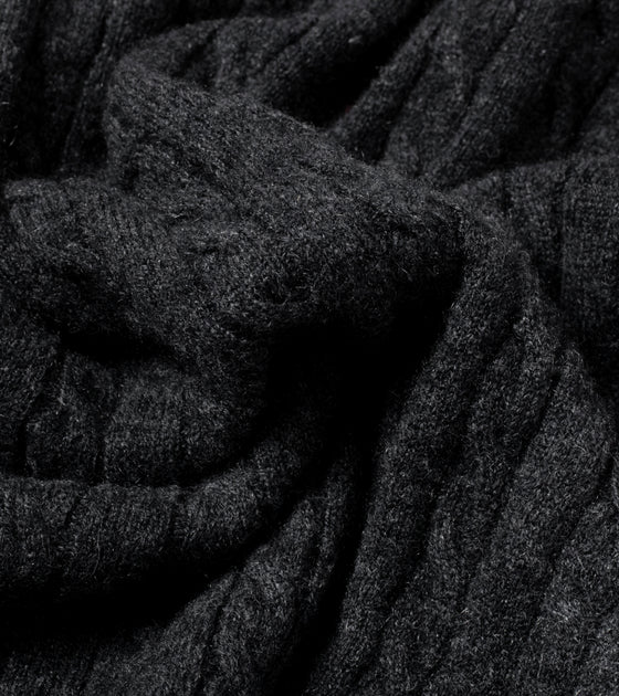 Bryceland's Cable-Knit Rollneck Pullover Charcoal