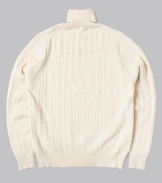 Bryceland's Cable-Knit Rollneck Pullover Ecru