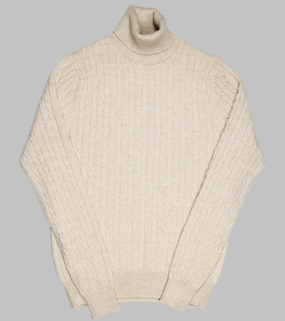 Bryceland's Cable-Knit Rollneck Pullover Beige