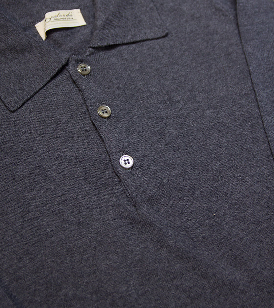 Bryceland's Cotton Long Sleeve Polo Charcoal