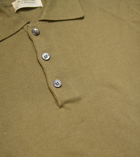 Bryceland's Cotton Long Sleeve Polo Army Green