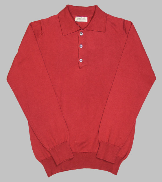 Bryceland's Cotton Long Sleeve Polo Red