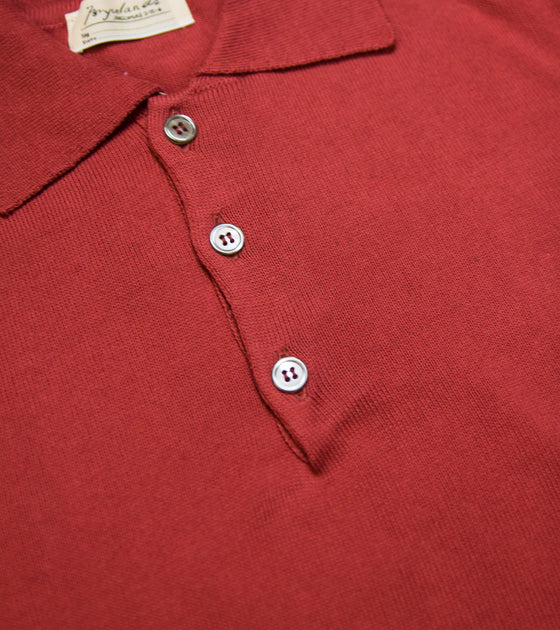 Bryceland's Cotton Long Sleeve Polo Red