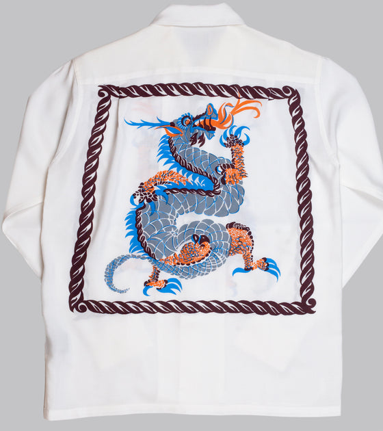 Groovin High Open Collar Shirt Dragon White