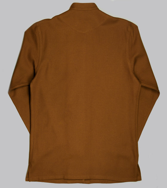 Bryceland's Made-to-Order Frogged Button Shirt Tobacco Viyella