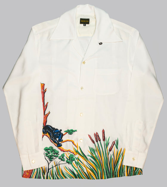 Groovin High Open Collar Shirt Panther White