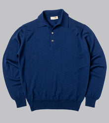  Bryceland's Merino Long-Sleeve Polo Blue