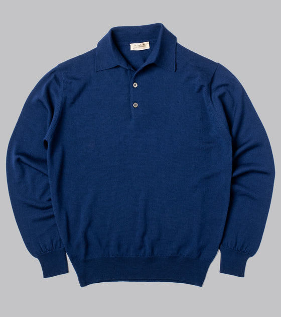 Bryceland's Merino Long-Sleeve Polo Blue