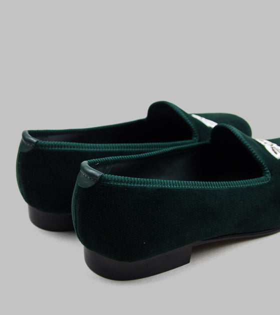 Bryceland's x Bowhill & Elliott Velvet Slippers Green