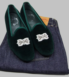  Bryceland's x Bowhill & Elliott Velvet Slippers Green