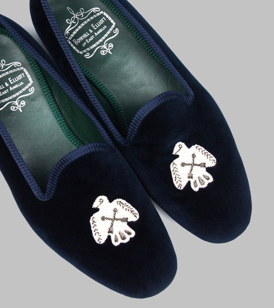 Bryceland's x Bowhill & Elliott Velvet Slippers Navy