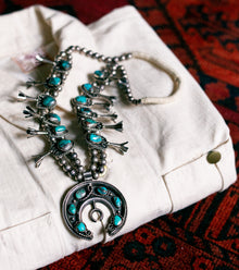  Vintage Navajo Squash Blossom Necklace