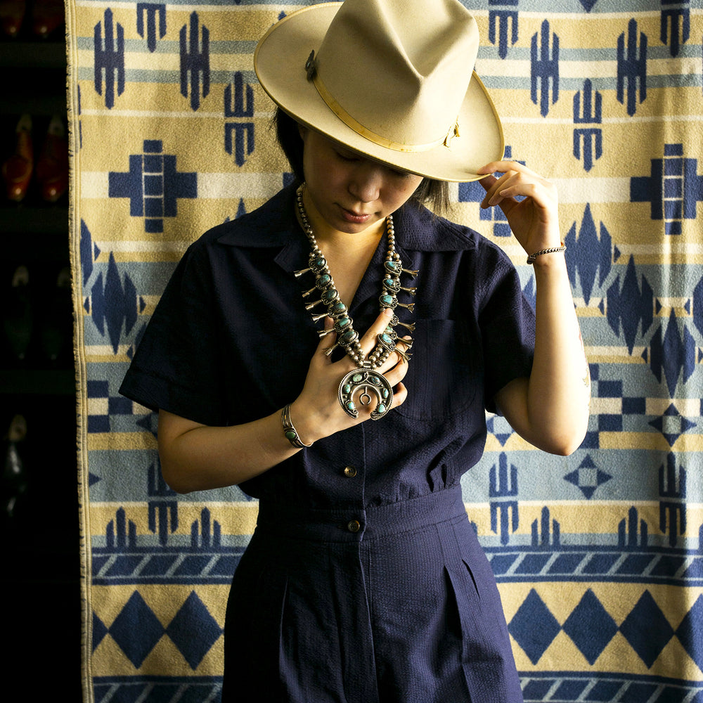 
                  
                    Vintage Navajo Squash Blossom Necklace
                  
                