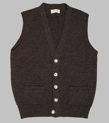  Bryceland's Lambswool Sleeveless Cardigan Cocoa