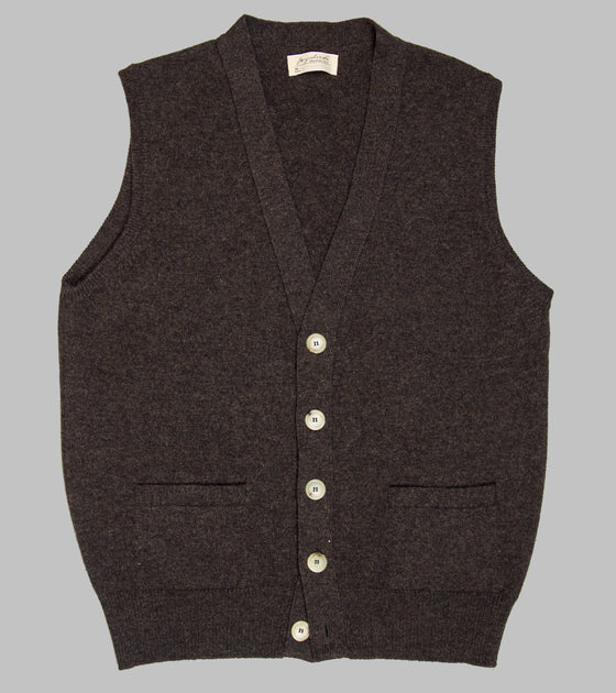 Bryceland's Lambswool Sleeveless Cardigan Cocoa